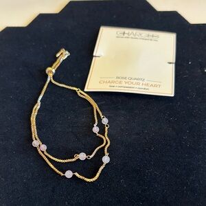 Gold Plated and Rose Quartz Bracelet 18Kt Gold Plated